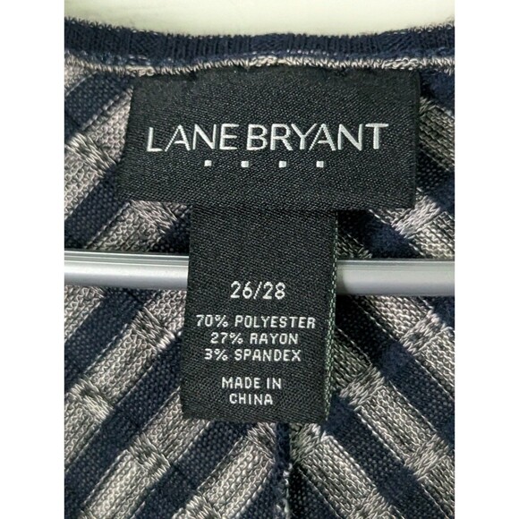 Lane Bryant Sleeveless Open Knit Duster Cardigan Womens 26/28 Navy Gray Stripes - Picture 8 of 8